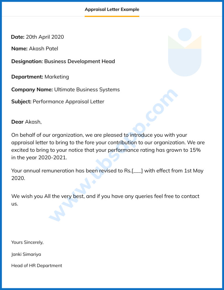 Appraisal Letter - Meaning, Writing Tips, Format, and Example
