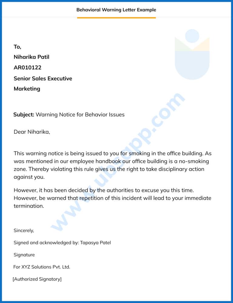 Behavioral Warning Letter - Format, Definition, and Example