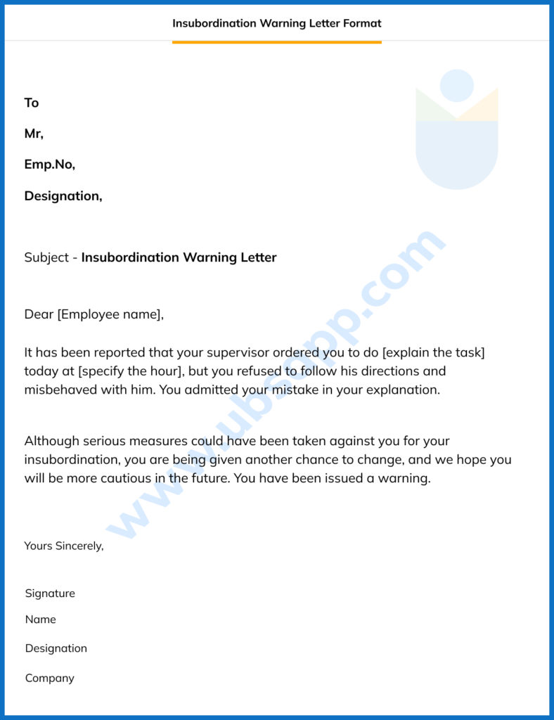 Insubordination Warning Letter Format