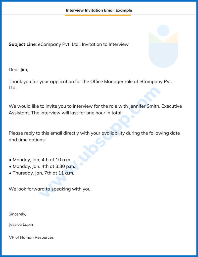 Interview Invitation Email Example