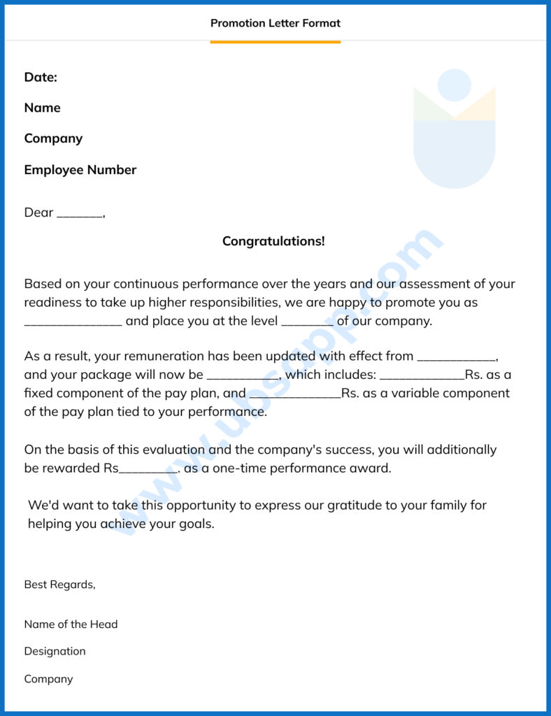 Promotion Letter Format