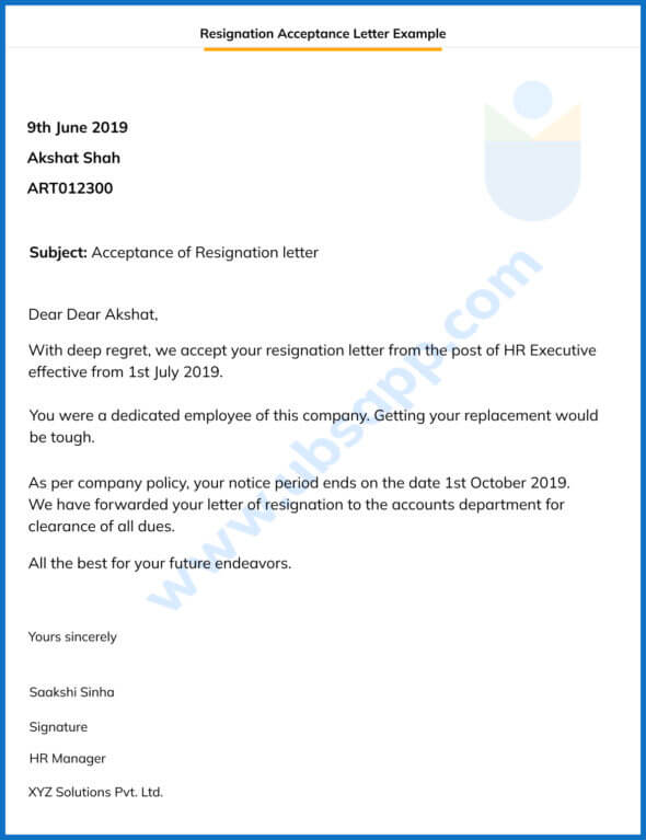 Resignation Acceptance Letter - Format, Meaning, Importance, and More ...