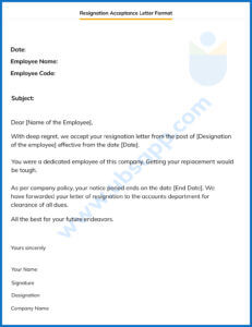 Resignation Acceptance Letter - Format, Meaning, Importance, and More ...