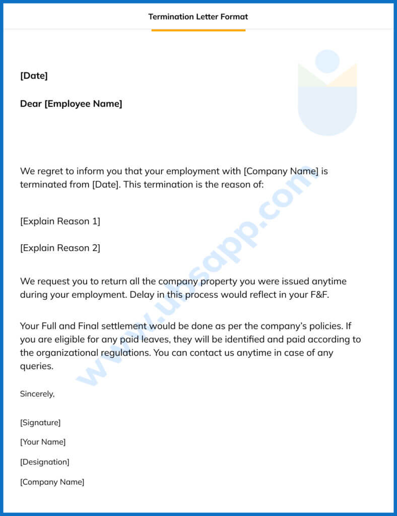 Termination Letter Format