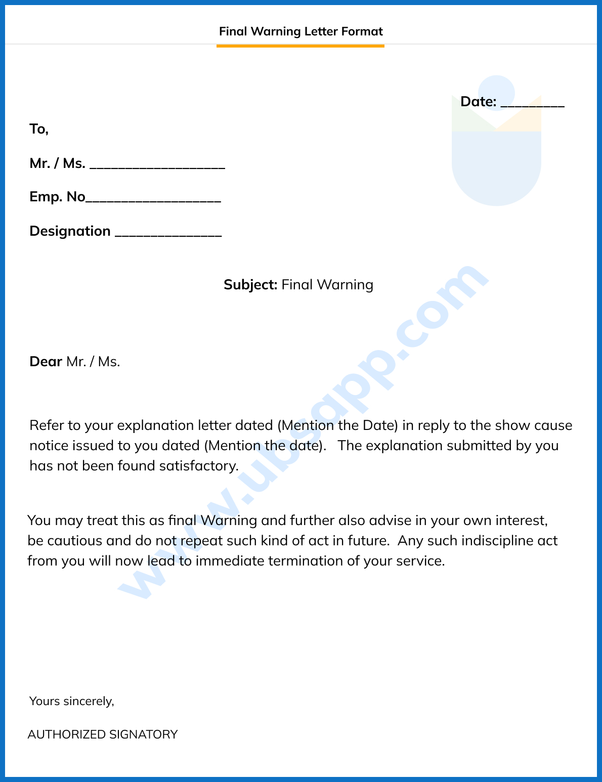 Final Warning Letter Format
