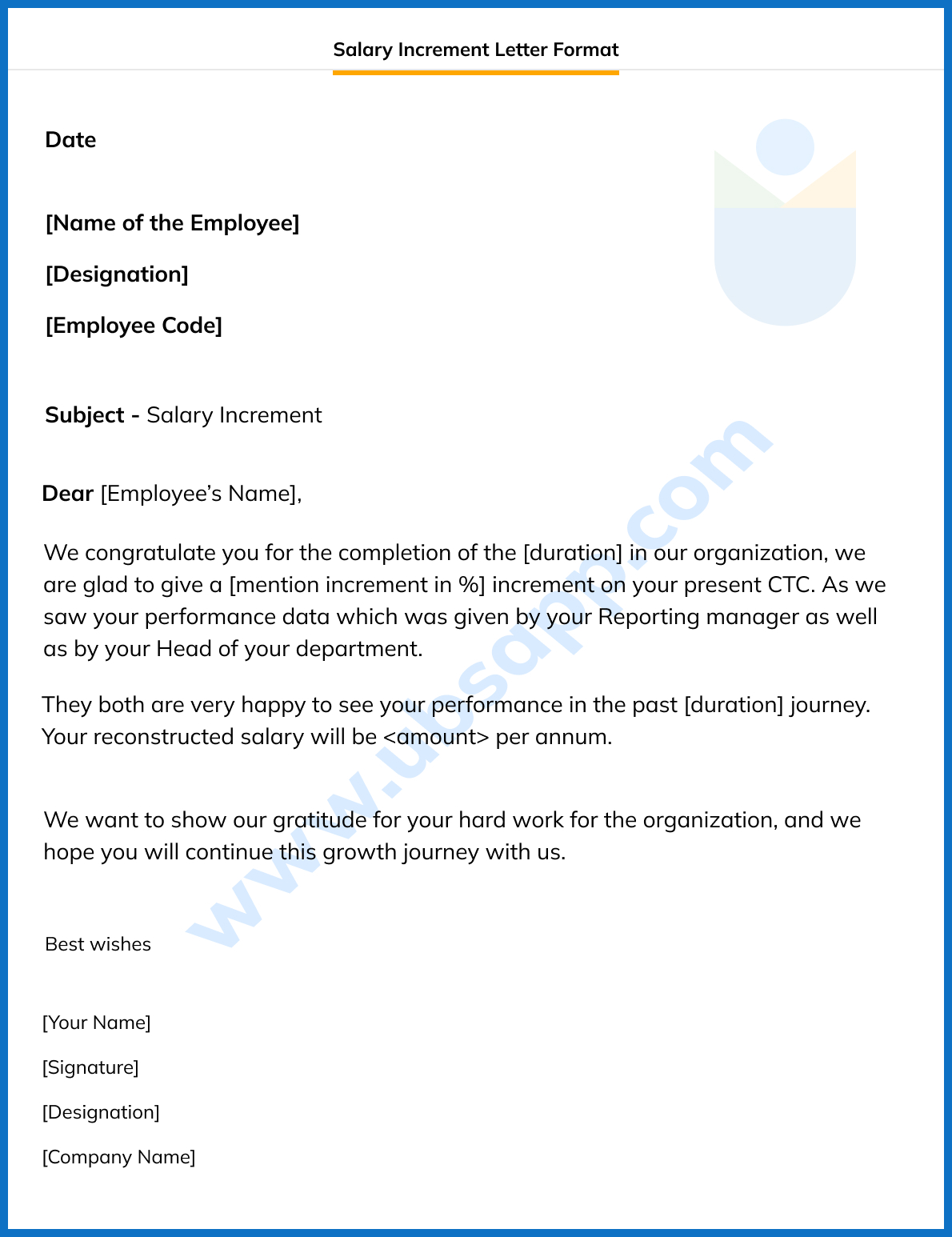 Salary Increment Letter Format