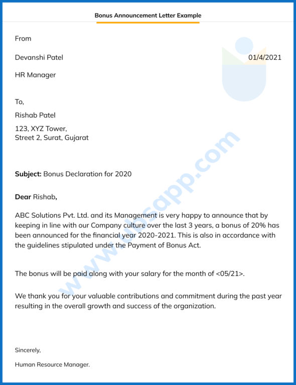 Bonus Announcement Letter Format, Meaning, Tips, Examples, and More