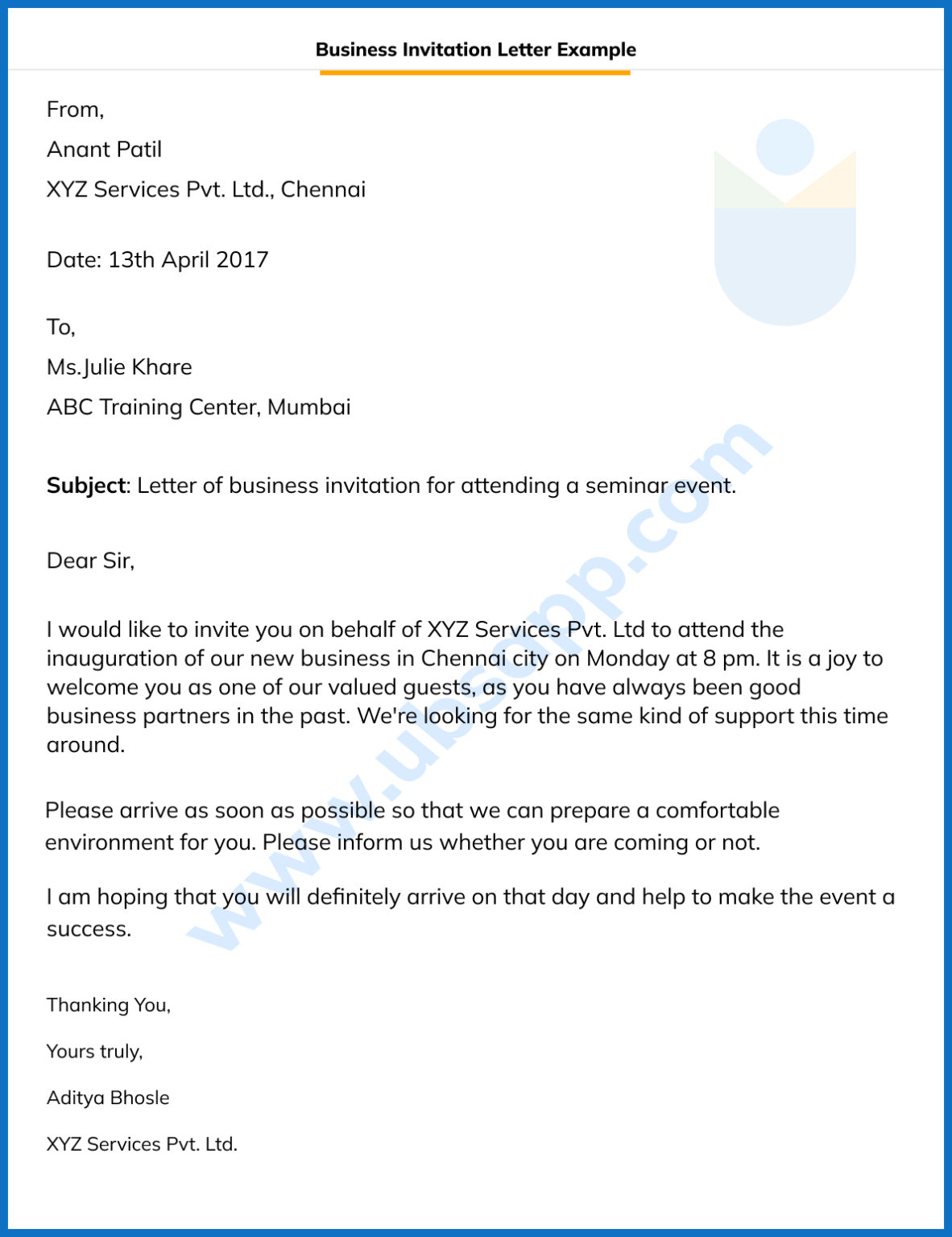 Business Invitation Letter Format Meaning Tips Examples And More