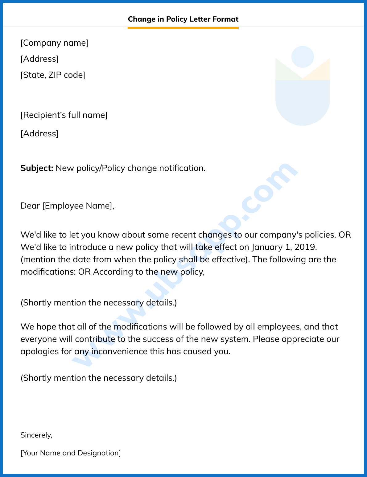 Change in Policy Letter Format