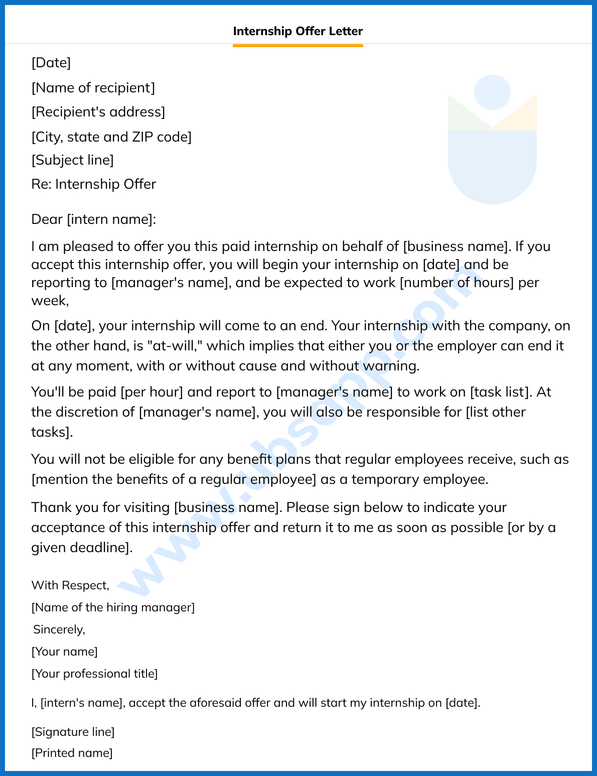 Internship Offer Letter Format, Meaning, Elements, and Examples