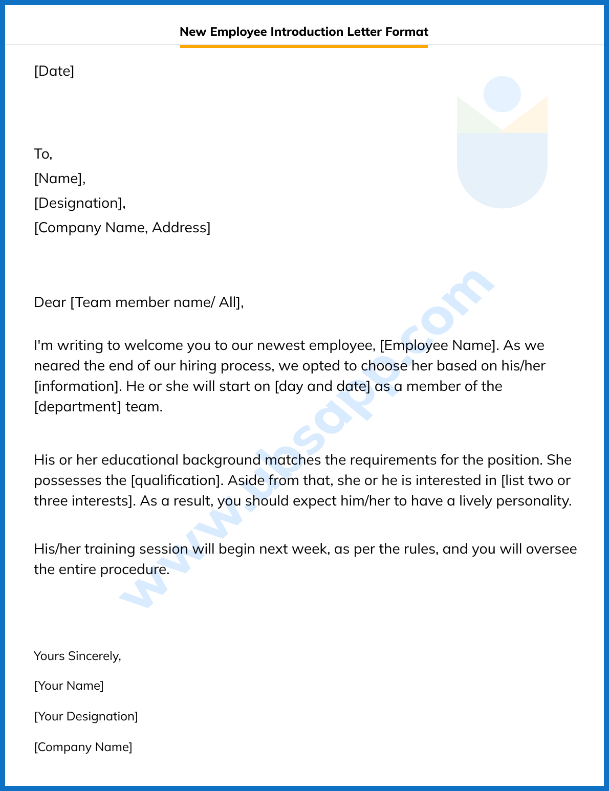 New Employee Introduction Letter Format