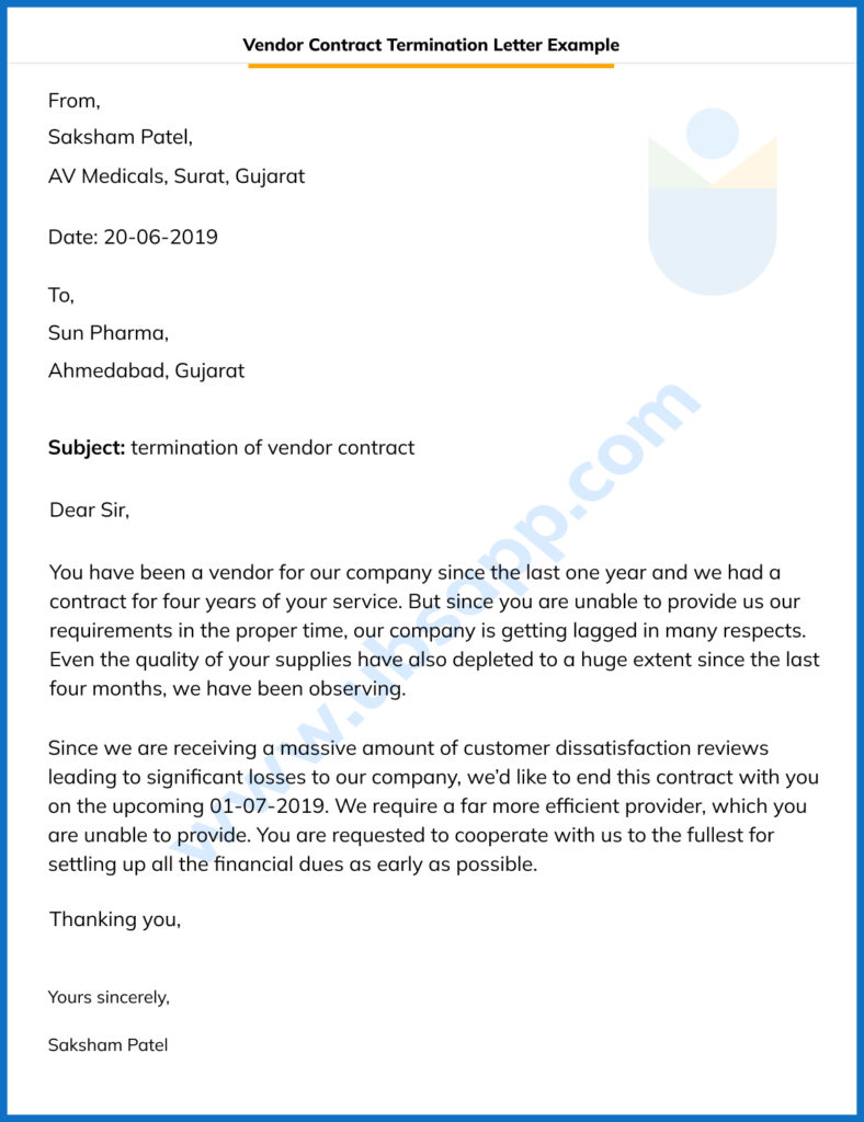 Vendor Contract Termination Letter Format Meaning Tips Examples And More 