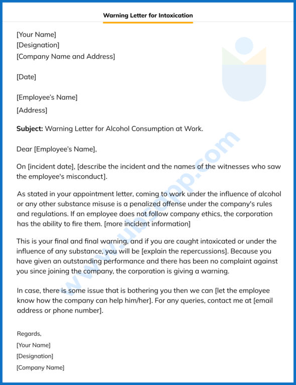 Warning Letter for Intoxication at Work - Format, Meaning, Need ...