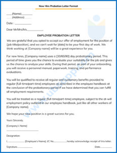 New Hire Probation Letter - Format, Definition, Content, Template, Examples