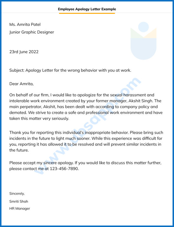 Employee Apology Letter Format Meaning Example And Know How To Write