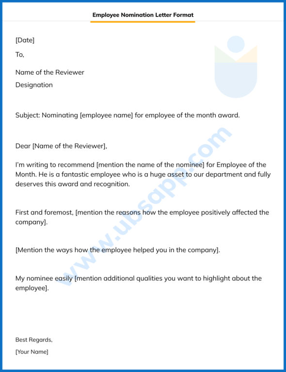 Employee Nomination Letter Format Sample Example and Write a