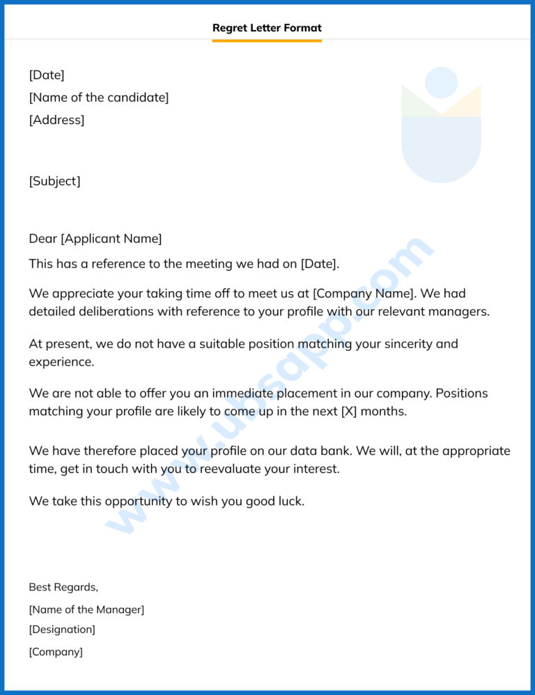 Regret Letter - Format, Writing Tips, Templates, Examples, and More | UBS